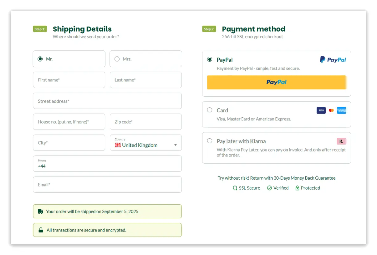 Leanova Secure Checkout Page